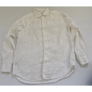 Vintage Tommy Bahama 100% LINEN‎ Shirt Men’s Medium Long Sleeve White Beachy
